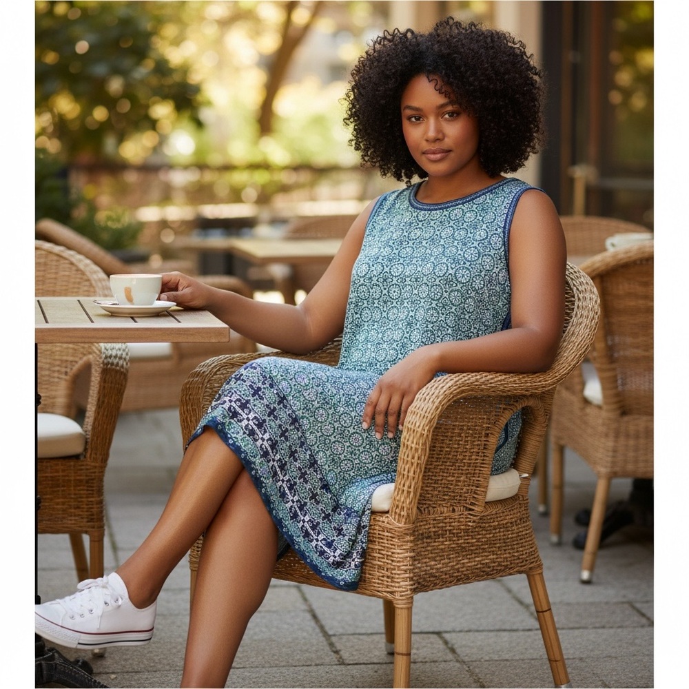 Max Studio Blue Sheath Mini Dress Crew Neck Sleeveless